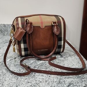 Burberry Brown and Tan Checkered Alchester Bowling Bag